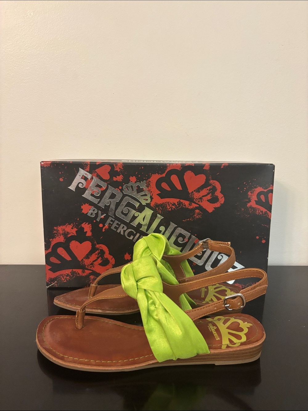 Fergalicious Lime‎ Green Satin Knot Slingback Sandals